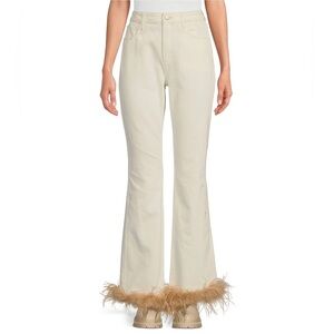 Gianni Bini Straight Leg Feather Detail Jeans